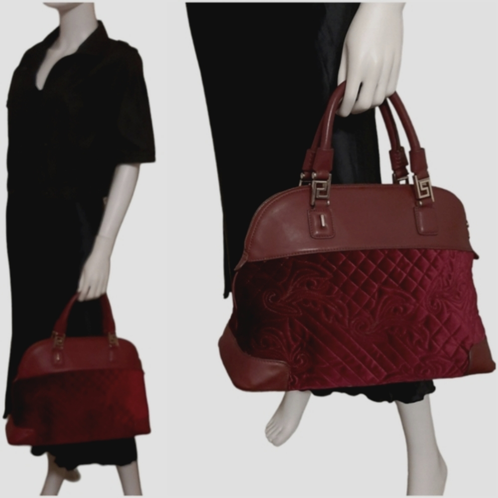VERSACE Vanitas Athena Quilted Velvet Satchel - Picture 2 of 12